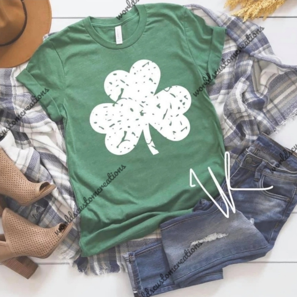 Distressed shamrock St. Patty's day tee